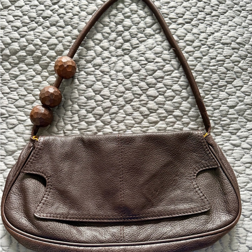 Vintage Escada Elegant Brown Leather Shoulder Bag